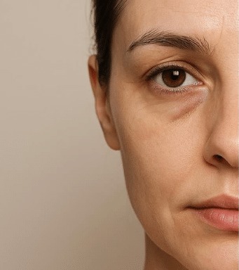 Close-up of skin before using the serum